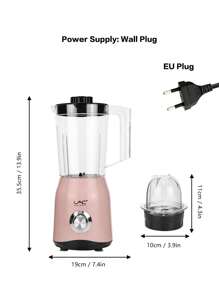 1 conjunto leve e compacto de 3 cores, processador elétrico de alimentos, liquidificador, extrator de suco com plugue UE, tons de rosa/verde/bege