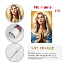 1 Virgin Mary Prayer Theme, Religious Oil Painting Art Canvas Printing Posters, Modern Wall Arts Decoration Painting, Suitable For Home, Bedroom, Living Room, Bathroom, Office, Home Decoration, Wall Decoration - Multicolor - View 6