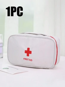 1 pieza Botiquín de primeros auxilios de viaje portátil, bolsa resistente al agua con parche bordado de cruz para almacenamiento de emergencias médicas, bolsa de medicamentos
