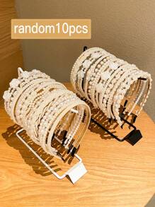 10个装仿珍珠装饰侧边发箍，女士发带，发箍，发饰，头饰 - 彩色 - 查看 6