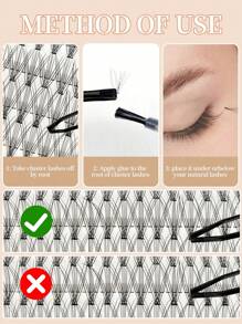 280簇10D自然假睫毛簇，长度9-14mm混合，C型卷曲蓬松假睫毛分段式单根0.07mm，柔软轻盈，适合初学者自嫁接DIY手工仿貂皮假睫毛，睫毛簇，单根睫毛，睫毛，假睫毛 - C - 查看 4