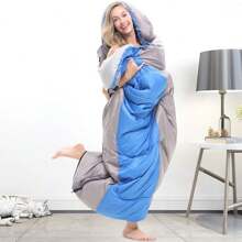 NetHong 4 SEASON SINGLE SLEEPING BAGS CAMPING RECTANGULAR ENVELOPE ZIP UP KIDS ADULT Hot - Blue + Gray Stitching - View 5