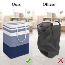 1PC Large Collapsible Tall Laundry Basket Hamper With Extended Carry Handles Waterproof Freestanding Clothes Hampers For Laundry Bedroom Dorm Towels Toys 19.81gal/75L Gradient Blue And Grey