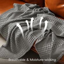 100% Cotton Waffle Weave Blanket King Size, Soft Lightweight Breathable Cozy Blankets For Bed, Luxury Aesthetic Woven Bedding For Home Decor, 108"X90", Dark Grey