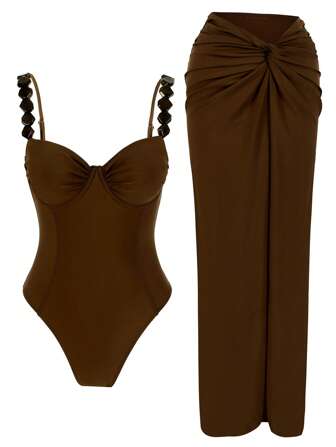 Ensemble maillot de bain une pièce femme sexy de couleur unie style Europe et États-unicolore