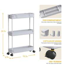 Slim Rolling Storage Cart Storage Cart Organizer Rolling Utility Cart,Room Decor,Bathroom Decor,Mobile Shelving Unit Slide Out Storage Shelves For Kitchen Living Room Bathroom Laundry Room & Dressers - Xám - Xem 3