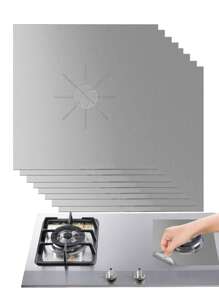 1/4/8pcs Black/Silver/Brown Kitchen Cleaning Pad, Reusable Heat-Resistant Gas Stove Protective Cover, Gas Stove Burner Covers, Universal Gas Stove Protectors, Non-Stick Stove Top Gas Range Protectors, Kitchen Utensils, Kitchen Supplies, Kitchen Accessories For Household Use - Stove Pads - View 1