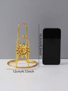 1pc Gold Metal Floral Design Freestanding Paper Towel Holder, Suitable For Rolled Paper Storage, Home Decor, Desk, Home Organization And Storage, Room Decor, Bedroom, Kitchen Accessories, Kitchen Tools, Kitchen Organization, Travel, Holiday, Tissue Box Holder, Family Gathering, Kitchen Dining Table Decor - Multicolor - View 6