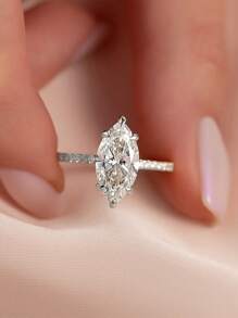 1 pièce Anneau de fiançailles en argent sterling haute étincelle cœur romantique mode. Bijoux fins, cadeau de la Saint-Valentin pour la petite amie, bijoux pour femmes