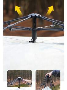 1pc Outdoor Automatic 3-4 Person Tent, 2 Single Use, Waterproof Anti-UV Anti-Insect Indoor Small House For Adults & Kids - Quicksand Gold (Double Door 2-3 People) - View 6