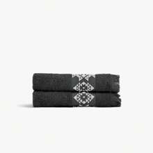 Hereke 2 Pcs Towel Set | 2 Pieces Of Face Towels | 50x80 Cm | Cotton - Dark Grey - View 3