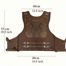 4 pièces/set Costume de guerrier viking en PU décontracté, comprend la tenue viking, le sac de taille, style renaissance, synthétique