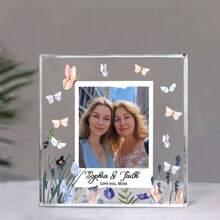 1pc Customized Acrylic Square Desktop Decor, Personalized Photo Frame, Gift For Mom, Birthday, Mother's Day, Thanksgiving, Christmas, From Son, Daughter, Ideal Holiday Memento For Mother, Stepmom, Grandmother Back To School