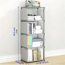 Multi-Tier Storage Shelf With Rear Cloth Rack, Easy Assembly Freestanding Bookshelf, Suitable For Bedroom, Student Dormitory - Multicolor - View 3