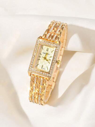 1pc Elegante Luxe Diamond ated Bracelet Horloge Women, Birthday, Holiday