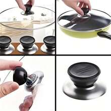 5 piezas Perillas de tapa de acero inoxidable, cubiertas para manijas de ollas antiscaldado para sartenes de vidrio y metal, sin necesidad de electricidad, accesorios de cocina duraderos y modernos, herramienta manual de cocina - Multicolor - Ver 3