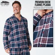 City Comfort Pyjama Set Cotton MenNightwear Check Plaid Loungewear Traditional Flannel PJ Gift - Multicolor - View 2