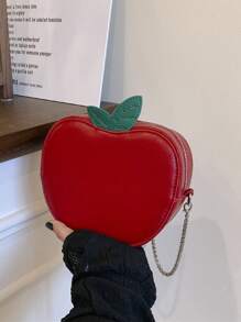 Apple Shaped PU Zipper Closure Women Daily Casual Shoulder Crossbody Bag - Multicolor - View 2