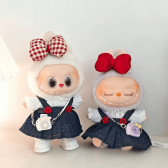 17CM Doll Plush Doll Outfit, Sitting Party 1st/2nd/3rd Generation Ceramic Figurine Clothes, Macaron Color Replacement Dress