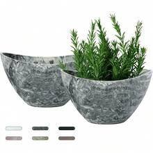 LaDoVita Plant Pots With Drainage Holes, 12 Inch Large Planters For Indoor Plants, Plastic Flower Pots Outdoor, 2 Pack, Marble Pattern Grey - 黑色 - 查看 8