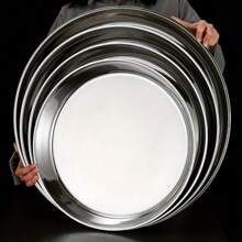 1-3pcs Stainless Steel Extra Large 34cm/13.3in Serving Tray, Ideal For Steaming Skins, Rice Cakes, Baking Trays, Cake Plates - Silver - View 9