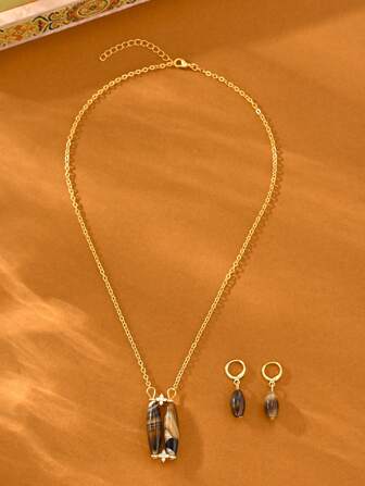 New Women's Necklace,Earrings And Jewelry Set, With A Bohemian Style And A Crush Series, Suitable For Daily Wear And Holiday Gifts