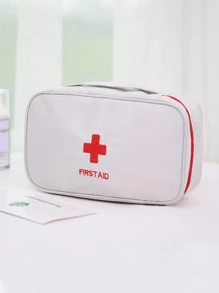 1 pieza Botiquín de primeros auxilios de viaje portátil, bolsa resistente al agua con parche bordado de cruz para almacenamiento de emergencias médicas, bolsa de medicamentos