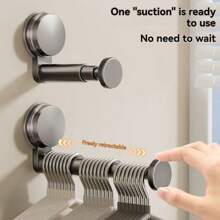 Adjustable Suction Cup Hanger, Mountable Storage Hook For Home & Balcony, Telescopic Design With Knob, Multi-Function Hanging Rack, Wall-Mounted Clothes Hanger, Drying Rack Suction Cup Hanger Storage Solution, Portable Retractable Clothes Rack, Suitable For Home, Travel