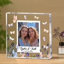 1pc Customized Acrylic Square Desktop Decor, Personalized Photo Frame, Gift For Mom, Birthday, Mother's Day, Thanksgiving, Christmas, From Son, Daughter, Ideal Holiday Memento For Mother, Stepmom, Grandmother Back To School