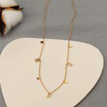 New Squared Teardrop Simple Elegant Necklace For Women, Layered Clavicle Chain, Luxury Girlfriend Gift - Gold - View 2