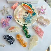 Premium Elegant Large Claw Hair Clip With Faux Pearl Tassel, Girl's Cute Ocean Style Series Barrette Hair Accessory, Bow Hair Clip For Princess Style Hair Clips Hair Jaw Clip Hair Clamps Hair Clutch Hair Catcher Clip