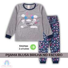 2 Pieces Children's Pajamas Kit For Girls, Winter, 2 To 14 Years, Long Sleeve Nightwear - 1 Top And 1 Pants - Xám - Xem 1