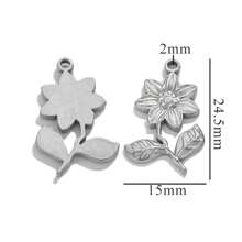 5 Pieces Of 304 Stainless Steel 18k Gold-Plated Vintage Rose Pendant Necklace And Bracelet With Titanium Steel Heart Heart Shape DIY Waterproof Leaf Pendant - Pendant - View 12
