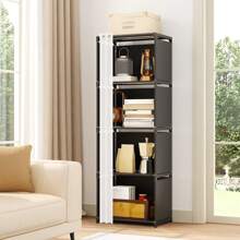 Tomnk 4-Tier Bookcase In Black - Modern Display Cabinet For Books, Decor & Essentials, Space-Saving Organizer With Adjustable Shelves, Entryway, Home Office, Easy Assembly - Multicolor - View 2