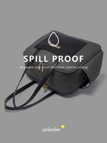 SOBOBA 1 件皮革拼布大容量多功能妈咪单肩包，适合婴儿车 - 彩色 - 查看 10