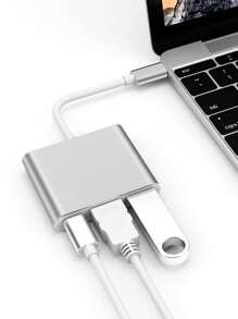 Adaptador USB-C a | Convertidor Tipo-C a Divisor | Hub de expansión multifuncional de 3 en 1 adecuado para portátiles, computadoras de escritorio y tabletas con Tipo-C - Multicolor - Ver 9