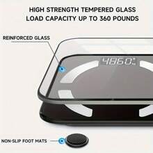 RAF Smart digital badrumsvåg med HD LCD-skärm, 400 Lb kapacitet, kroppssammansättningsanalys, BMI, muskler och fukt, mobilappanslutning, batteridriven (batteri ingår ej) - Svart - Visa 7