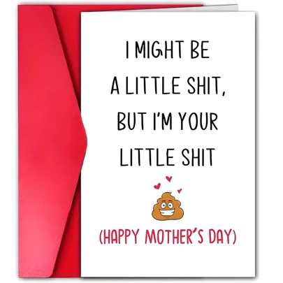 1Pc Funny Mother's Day Greeting Card With Envelope - Humorous "Little " Design, Perfect For Mom, Stepmom, Foster Mom, Daughter And Son, Great For Mother's Day Or Special Anniversary, Mother's Day Greeting Card | Funny Card | Premium Paper Card, Mother's Day Gift For Mom