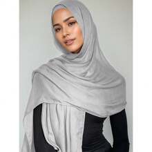 1件大码透气柔软纯色精致缝线莫代尔头巾，适合搭配连衣裙 - 彩色 - 查看 18