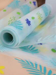 1 Rollo de Forro Colorido de Hojas para Gabinetes de Cocina, Forro de Cajón No Adhesivo, Forro de Refrigerador Antideslizante, Almohadilla Impermeable de EVA para Refrigerador, Alfombra para Alacena, Manteles Fáciles de Colocar.