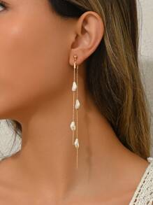 1 Đôi bông tai tua rua xếp lớp bất đối xứng kiểu Bohemian Baroque thanh lịch, đính ngọc trai giả, nhiều kiểu dáng để tự thiết kế, thích hợp cho tiệc tùng, đeo hàng ngày, quà tặng Ngày Valentine, Giáng sinh, Lễ Tạ ơn, Ngày của Mẹ. - Nhiều màu - Xem 2