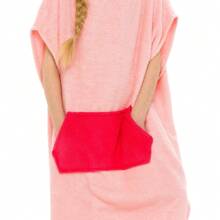 City Comfort Hooded Towel Poncho | 100% Cotton Changing Robe With Pockets And Towelling Ideal Holidays Swimming Surfing Beach Bathing - Pink - View 4
