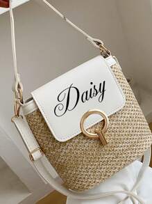 1PC Hand-Held Straw Sandbag Casual Simple And Versatile Lock Buckle Shoulder Diagonal Straddle Bag Personalized Text And Pictures Customization,All-Purpose,Large Capacity,Versatile,Multifunction,Colorful,Cute,Adorable,Contracted,Funny,Kawaii,Y2K,Minimalist,Commuting,Business Casual,Basics,Custom,Personalized,Unique,Customized,Ideal Gifts For Him,Ideal Gifts For Her,Her,Family,Friends,Girlfriend,For Anniversaries,For Birthdays,For Holiday/ Vacation,For Outdoors/Outings/Travel/Hiking/Stadium/Sports/Climbing,For Business/Commute/Work/Office,School Supplies,Back To School,School Gift,For Office,For School,For Classroom,For Teacher Gifts,For University,For Colleague,For Dorm Rooms,For Teacher,For Boys And Girls,For Teenagers,Junior High School Students,Middle School Students,High School Senior High School Students,College Students,University Students,Freshman,Sophomore,Underclassmen