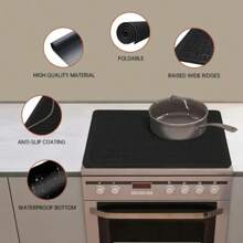 1pc Silicone Stove Cover Mat For Electric Stove, Gas Stove, Glass Stove, Washing Machine Stove - 27.9x19.7 Inch Large Oven Top Silicone Stove Protector, Extra Large Silicone Stove Protector - Heat Resistant, Non-Slip, Waterproof, Kitchen Utensil Divider, Easy Clean Dishwashing And Drying Mat, Kitchen Drain Mat, Multi-Purpose Insulation Protector