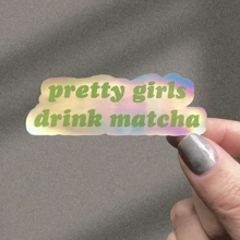 Pretty Girls Drink Matcha. Bookish For Kindle Reader Gift Waterproof Laminated Vinyl Sticker - Vinyl - View 3