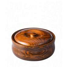 1pc Handmade Wooden Covered Serving Bowl - Suitable For Rice, Noodles And Soup - Ideal Kitchen And Dining Accessory
