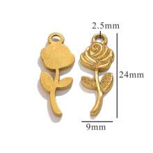 5 Pieces Of 304 Stainless Steel 18k Gold-Plated Vintage Rose Pendant Necklace And Bracelet With Titanium Steel Heart Heart Shape DIY Waterproof Leaf Pendant - Pendant - View 39