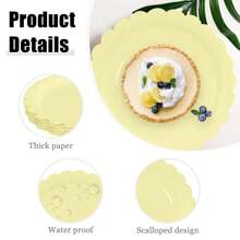 10 件/20 件/40 件/套，黄色扇形 9 英寸和 7 英寸纸盘，黄色扇形盘子婚礼新娘送礼会食品礼物性别揭示新生儿送礼会生日活动派对一次性餐盘甜点盘 - 黃色 - 查看 4