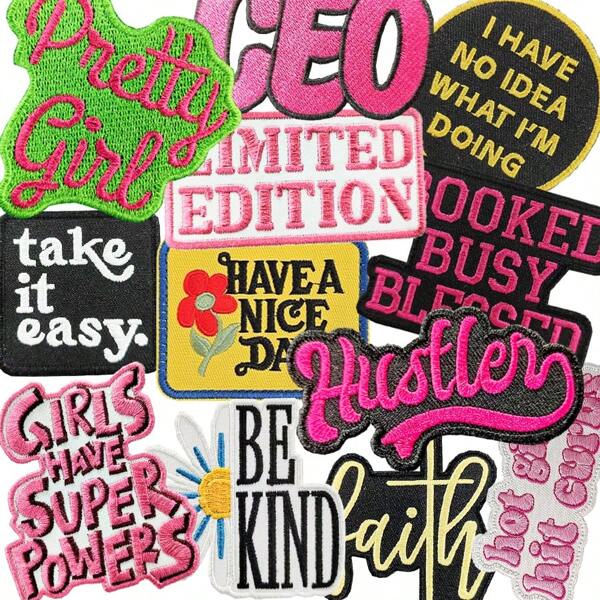 12 piezas Parches con frases divertidas Parches tácticos de moral bordados completamente con para mochila táctica, chaqueta, uniforme