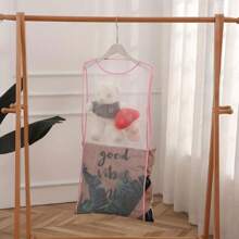 1pc Polyester Pillow And Toy Hanging Dry Bag, Wall Mounted Foldable Mesh Drying Rack, Windproof Design, Laundry Net Bag, Suitable For Household Use